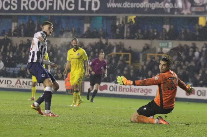 Framed Print : Millwall's Harry Smith Scores Fourth Goal Against Bristol Rovers in Sky Bet League One at The Den Framed Print : Millwall's Harry Smith Scores Fourth Goal Against Bristol Rovers in Sky Bet League One at The Den