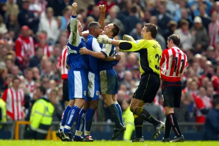 Framed Print : Millwall's Historic FA Cup Semi-Final Victory over Sunderland: Dennis Wise and Team Celebrate Framed Print : Millwall's Historic FA Cup Semi-Final Victory over Sunderland: Dennis Wise and Team Celebrate