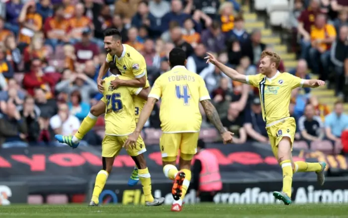 Framed Print : Millwall's Joel Martinez Scores Hat-trick in Thrilling Sky Bet League One Play-off First Leg Against Bradford City (2015-16) Framed Print : Millwall's Joel Martinez Scores Hat-trick in Thrilling Sky Bet League One Play-off First Leg Against Bradford City (2015-16)