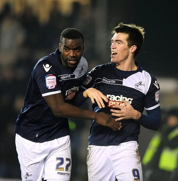 Millwall's John Marquis and Karleigh Osborne Celebrate Second Goal in FA Cup Fourth Round Match Against Aston Villa
