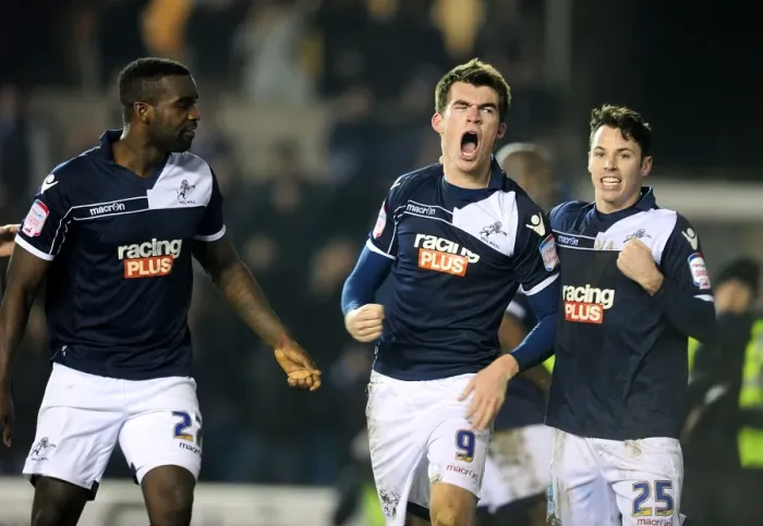 Framed Print : Millwall's John Marquis: The Shocking Moment of His FA Cup-Winning Second Goal Against Aston Villa (25-01-2013) Framed Print : Millwall's John Marquis: The Shocking Moment of His FA Cup-Winning Second Goal Against Aston Villa (25-01-2013)
