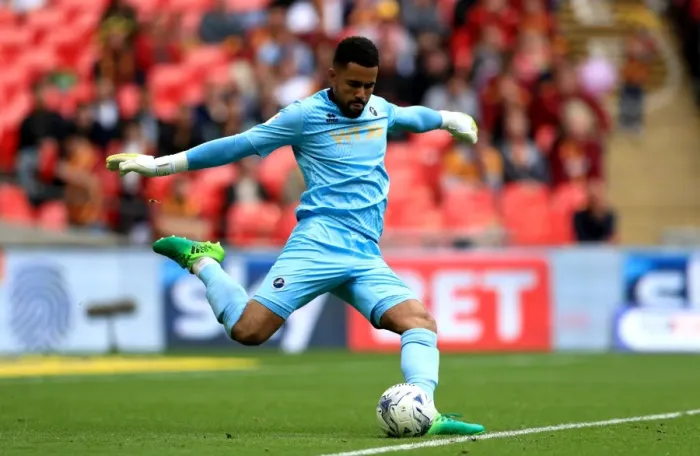 Framed Print : Millwall's Jordan Archer: Focused at the Wembley Play-Off Final (Bradford City vs Millwall, Sky Bet League One, 2016-17) Framed Print : Millwall's Jordan Archer: Focused at the Wembley Play-Off Final (Bradford City vs Millwall, Sky Bet League One, 2016-17)