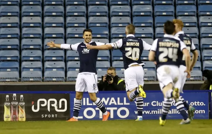 Framed Print : Millwall's Lee Gregory Celebrates Second Goal Against Bradford City in Sky Bet League One Framed Print : Millwall's Lee Gregory Celebrates Second Goal Against Bradford City in Sky Bet League One