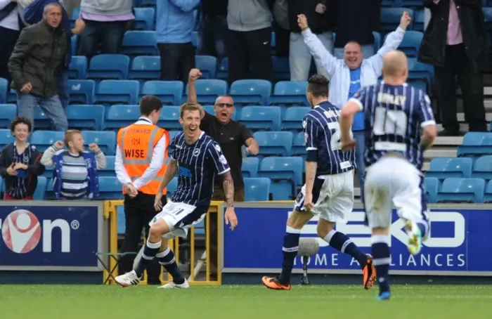 Framed Print : Millwall's Martyn Woolford Scores First Goal Against Leeds United in Sky Bet Championship Match at The New Den Framed Print : Millwall's Martyn Woolford Scores First Goal Against Leeds United in Sky Bet Championship Match at The New Den