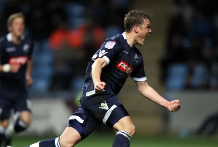 Framed Print : Millwall's Shane Lowry Celebrates Opening Goal vs. Coventry City in Championship Match Framed Print : Millwall's Shane Lowry Celebrates Opening Goal vs. Coventry City in Championship Match