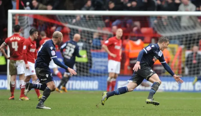 Framed Print : Millwall's Shane Lowry Scores Second Goal Against Charlton Athletic in Npower Championship Match Framed Print : Millwall's Shane Lowry Scores Second Goal Against Charlton Athletic in Npower Championship Match