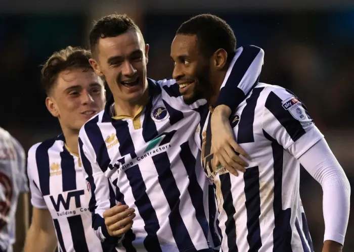 Framed Print : Millwall's Shaun Cummings Celebrates Second Goal Against AFC Bournemouth in Emirates FA Cup Third Round