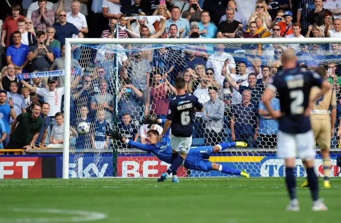 Framed Print : Millwall's Shaun Williams Scores Penalty to Secure 2-0 Lead over Leeds United at The New Den (Sky Bet Championship)