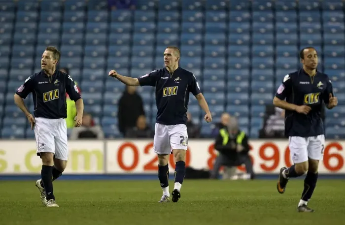 Framed Print : Millwall's Steve Morison Scores Opening Goal Against Queens Park Rangers in Npower Championship (08-03-2011)