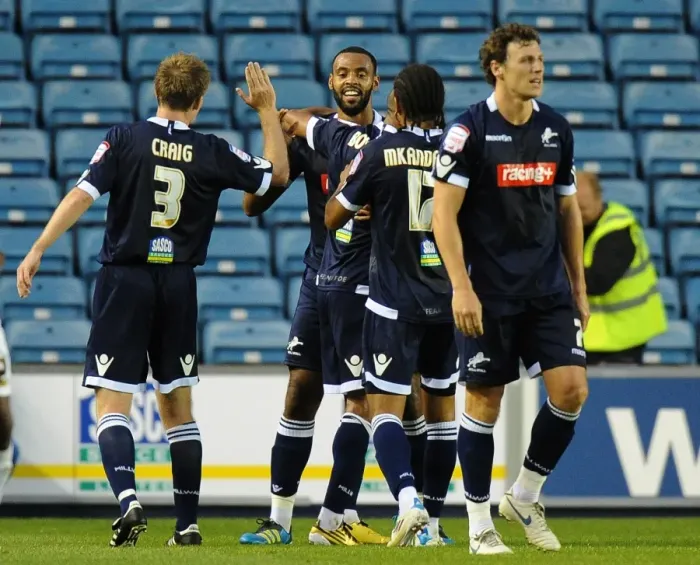 Framed Print : Millwall's Thrilling First Goal vs. Peterborough United in Championship Match (17-08-2011) Framed Print : Millwall's Thrilling First Goal vs. Peterborough United in Championship Match (17-08-2011)