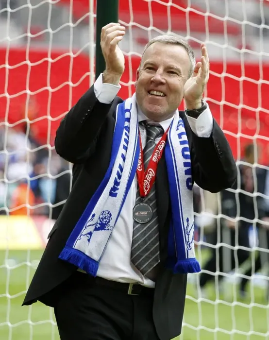 Framed Print : Millwall's Triumph: Kenny Jackett and Fans Celebrate Promotion to League One at Wembley (The Play-Off Final)