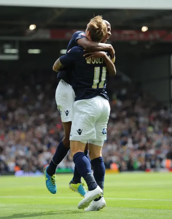 Framed Print : Millwall's Woolford and Abdou Celebrate Opening Goal Against Fulham in Sky Bet Championship Framed Print : Millwall's Woolford and Abdou Celebrate Opening Goal Against Fulham in Sky Bet Championship