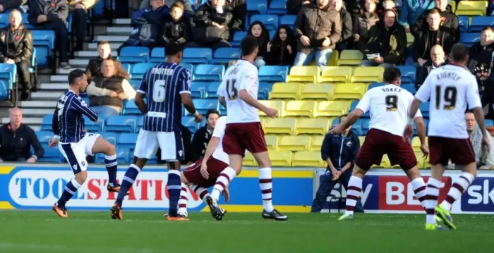 Framed Print : Scott McDonald Scores First Goal: Millwall vs. Burnley in Sky Bet Championship at The New Den Framed Print : Scott McDonald Scores First Goal: Millwall vs. Burnley in Sky Bet Championship at The New Den