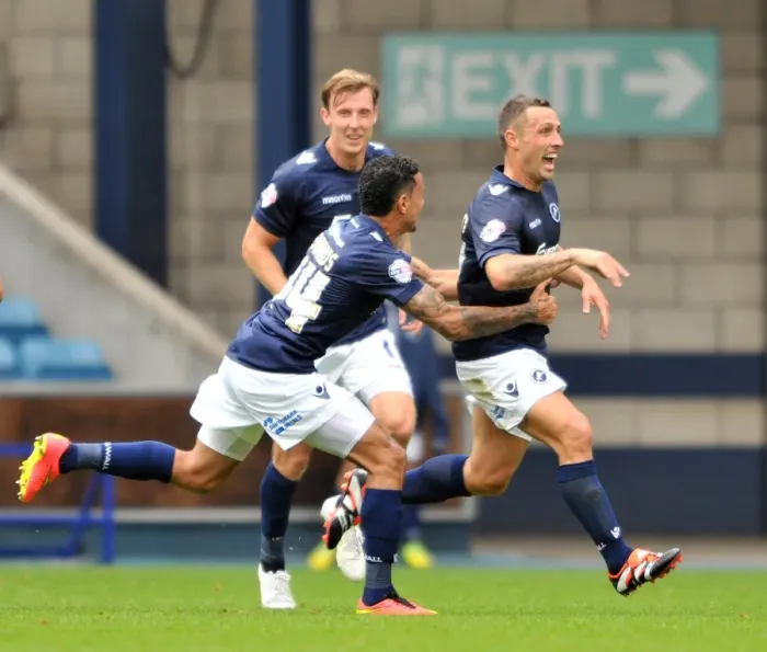 Framed Print : Scott McDonald's Thrilling Debut Goal for Millwall: A Jubilant Celebration with Team Mates at The Den (Millwall vs Blackpool, Sky Bet Championship) Framed Print : Scott McDonald's Thrilling Debut Goal for Millwall: A Jubilant Celebration with Team Mates at The Den (Millwall vs Blackpool, Sky Bet Championship)