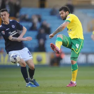 Bradley Johnson's Shot at Millwall's The Den - Sky Bet Championship: Millwall vs Norwich City Bradley Johnson's Shot at Millwall's The Den - Sky Bet Championship: Millwall vs Norwich City