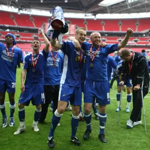 The Glorious Moment: Millwall's Paul Robinson and Gary Alexander Celebrate Promotion at Wembley (Millwall vs Swindon Town, Football League One Play Off Final)