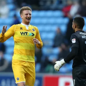 Millwall's Byron Webster Celebrates Second Goal Against Coventry City in Sky Bet League One at Ricoh Arena