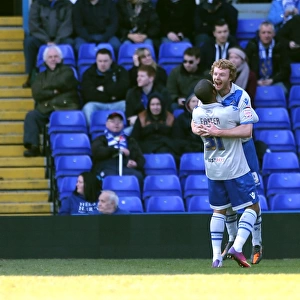 Millwall's Chris Taylor and Jermaine Easter Celebrate Goal Against Birmingham City in Npower Championship (April 2013)