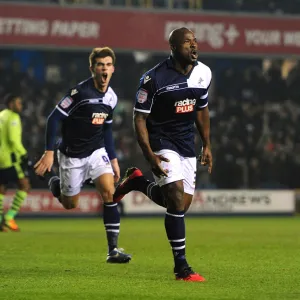 Millwall's Danny Shittu Celebrates Opening Goal Against Aston Villa in FA Cup Fourth Round