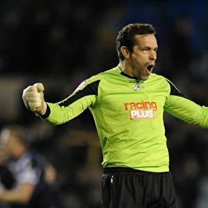 Millwall's David Forde Celebrates Championship Win Over Watford at The Den