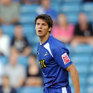 Millwall's George Friend in Action against Oldham Athletic at The New Den (Football League One, August 18, 2009)
