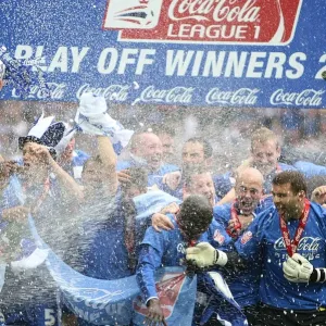 Millwall's Glory: The Thrilling Celebration at Wembley after Winning the Play-Off Final vs Swindon Town (Coca-Cola Football League One)