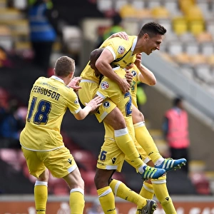 Millwall's Joe Martin Celebrates Third Goal in Sky Bet League One Play-Off First Leg vs. Bradford City (2015-16)