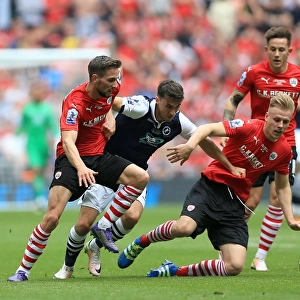Millwall's Lee Gregory Faces Off Against Barnsley's Conor Hourihane and Marc Roberts in Sky Bet League One Play-Off Final at Wembley Stadium