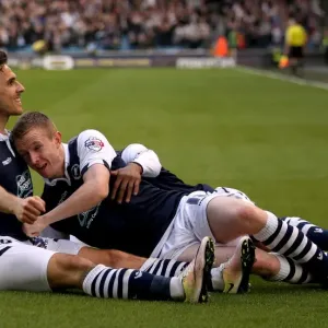 Millwall's Lee Gregory and Shane Ferguson Celebrate First Goal in Sky Bet League One Play-Off Semi-Final against Bradford City Millwall's Lee Gregory and Shane Ferguson Celebrate First Goal in Sky Bet League One Play-Off Semi-Final against Bradford City