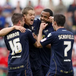 Millwall's Paul Robinson Celebrates Third Goal Against Bristol City in Npower Championship (07-08-2010)