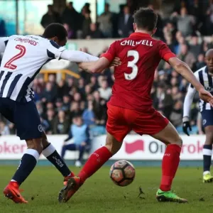 Millwall's Shaun Cummings Scores Opening Goal in Emirates FA Cup Fifth Round Match against Leicester City at The Den Millwall's Shaun Cummings Scores Opening Goal in Emirates FA Cup Fifth Round Match against Leicester City at The Den
