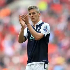 Millwall's Steve Morison Celebrates Play-Off Victory at Wembley Stadium Millwall's Steve Morison Celebrates Play-Off Victory at Wembley Stadium