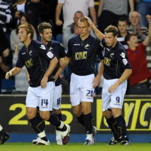 Millwall's Steve Morison Scores Penalty in Carling Cup Second Round Clash vs. Middlesbrough at The New Den