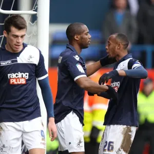 Millwall FC Print: Guessan and Abdou Celebrate Third Goal vs. Luton Town