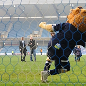 Millwall's Zampa the Lion Leads Exciting Half-Time Penalty Shootout vs. Bristol City in the Npower Championship (20-11-2011)
