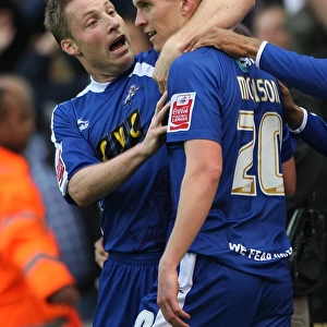 Milwall vs Huddersfield Town: Steve Morison and Neil Harris Celebrate First Goal in Play-Off Semi Final (Coca-Cola Football League One)