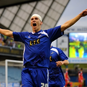 Milwall's Steve Morison Celebrates First Goal in Coca-Cola Football League One Play-Off Semi Final Second Leg against Huddersfield Town at The New Den