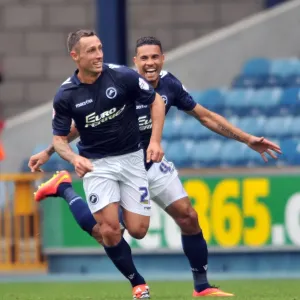 Scott McDonald's Thrilling First Goal for Millwall: Jubilant Team Celebration against Blackpool (Sky Bet Championship) Scott McDonald's Thrilling First Goal for Millwall: Jubilant Team Celebration against Blackpool (Sky Bet Championship)