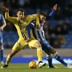 Millwall's Lee Gregory in action against Jake Forster-Caskey, Print