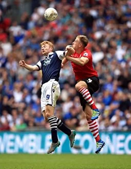 Images Dated 29th May 2016: Barnsley vs Millwall - Intense Aerial Battle: Lee Gregory vs Marc Roberts - Sky Bet League One