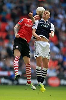 Images Dated 29th May 2016: Barnsley's Alfie Mawson and Millwall's Steve Morison Clash in Sky Bet League One Play-Off Final at