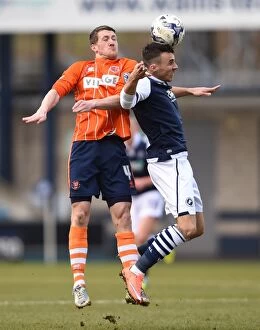 Images Dated 5th March 2016: Battle at The Den: Millwall vs. Blackpool - Lee Gregory vs. Jim McAlister