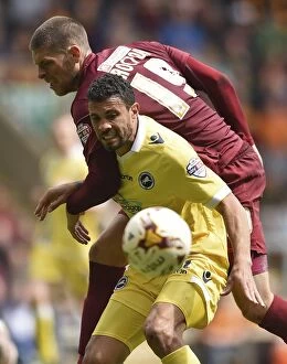 Images Dated 15th May 2016: Bradford City vs. Millwall: Intense Battle for the Ball in the Sky Bet League One Play-Off First Leg