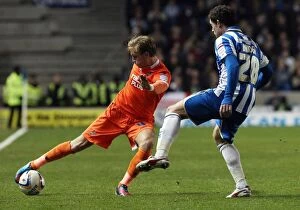 Images Dated 18th December 2012: Brighton vs. Millwall: Clash between Wayne Bridge and Josh Wright in Championship Match