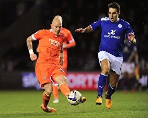 Images Dated 29th March 2013: Chaplow vs. James: Intense Battle for Ball Possession - Leicester City vs