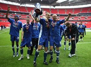 The Glorious Moment: Millwall's Paul Robinson and Gary Alexander Celebrate Promotion at Wembley (Millwall vs Swindon Town, Football League One Play Off Final)