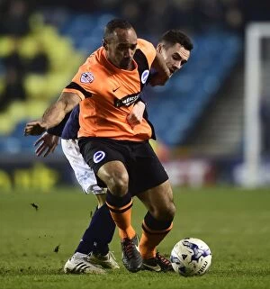 Images Dated 17th March 2015: Intense Championship Showdown: Millwall vs Brighton and Hove Albion - The Den - Williams vs