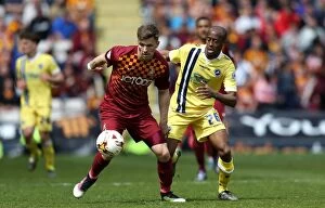 Sky Bet League One - Bradford City v Millwall - Play Off - First Leg - Coral Windows Stadium Collection: Intense Rivalry: Evans vs Abdou Battle for League One Play-Off Supremacy
