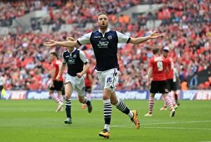 Images Dated 29th May 2016: Mark Beevers Scores the Opener: Intense Play-Off Final as Millwall Takes on Barnsley at Wembley
