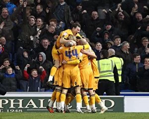 14-02-2012 v Brighton and Hove Albion, AMEX Stadium Collection: Millwall Celebrate Second Goal Against Brighton and Hove Albion in Championship Match